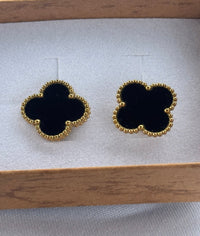 Black|Gold Clover Stud Earrings
